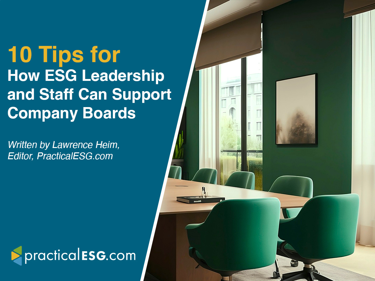 10 Tips for How ESG Leadership and Staff Can Support Company Boards