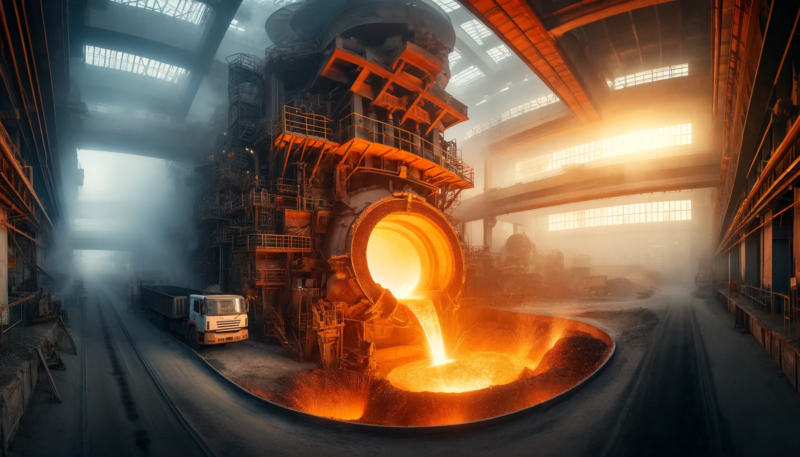 many-green-cement-roads-lead-through-electric-arc-steel-furnaces
